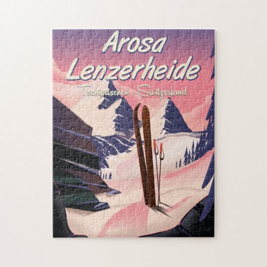 Arosa Lenzerheide, Schweizer Skiposter. Magnet Puzzle (Vertikal)