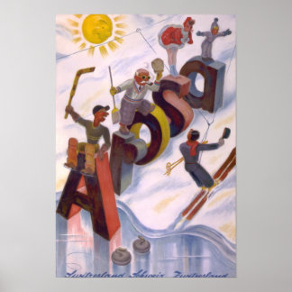 Arosa, Schweiz Reisen Vintage Kunst Print Poster