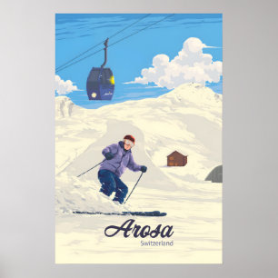 Arosa Schweiz Skigebiet Reiseplakat Poster