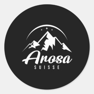 Arosa Schweiz Skigebiet Skifahren Snowboarden Runder Aufkleber