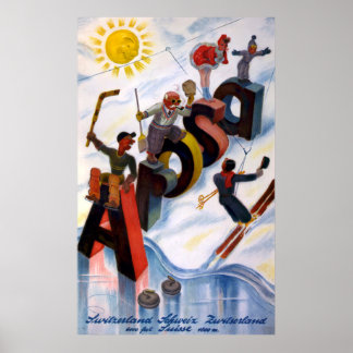 Arosa Switzerland Vintage Travel Poster