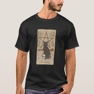 Arot Karte Fünf der Stäbe und Katze Kosmisches Gra T-Shirt