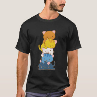 Arotic Aual Pride Lgbtq Kawaii Cats Aroace T-Shirt
