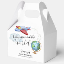 Around The World Map Airplane Boy Baby Shower