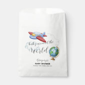 Around The World Map Airplane Boy Baby Shower Geschenktütchen (Vorderseite)