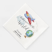 Around The World Map Airplane Boy Baby Shower Serviette (Ecke)