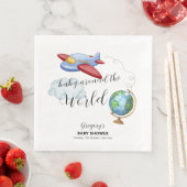 Around The World Map Airplane Boy Baby Shower Serviette (Beispiel)