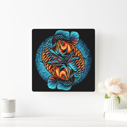 Arowana Fish Quadratische Wanduhr (Zuhause)
