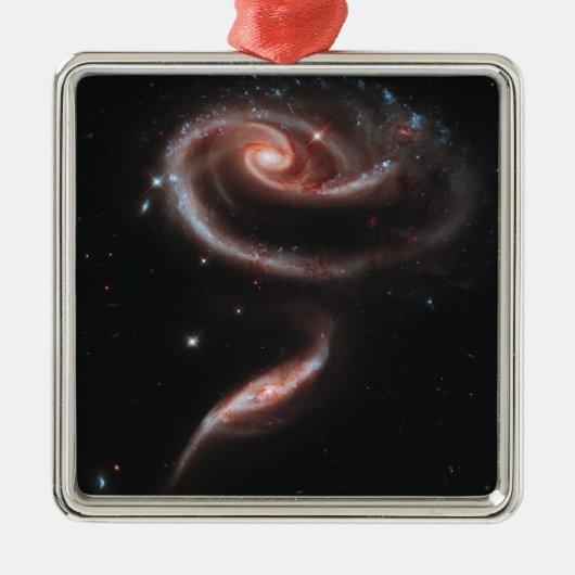 Arp 273 Galaxy Pair (Hubble Telescope) Silbernes Ornament (Vorne)