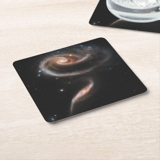 Arp 273 Interaktive Galaxien in Andromeda. Rechteckiger Pappuntersetzer (angewinkelt)