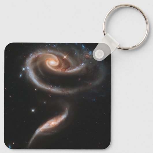 Arp 273 Interaktive Galaxien in Andromeda. Schlüsselanhänger (Rückseite)