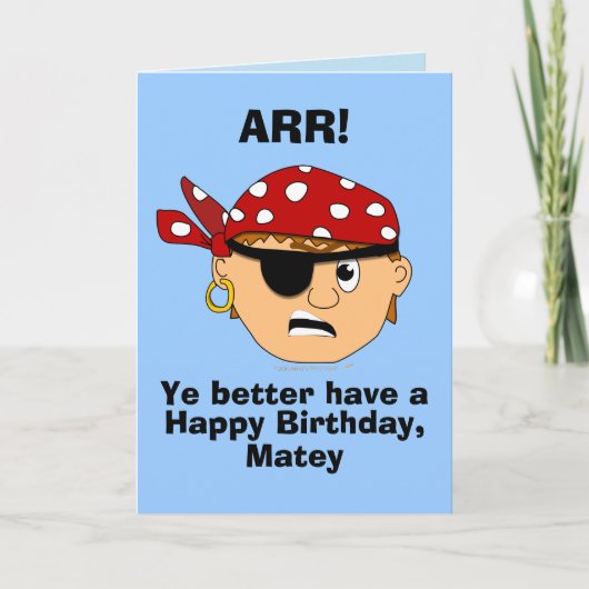 Arr Pirate Boy Funny Birthday Card Vorlage (Vorderseite)