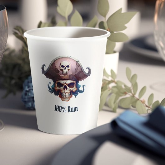 Arr! Piratenjungs "100% Rum" Witz Geburtstag Pappbecher