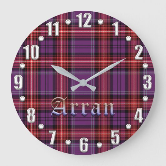 Arran BezirkTartan Große Wanduhr (Vorderseite)