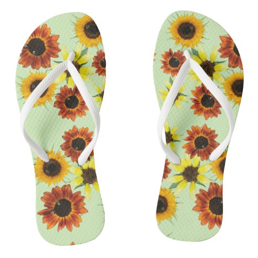 Array Farbige Sonnenblumen Blume FlipFlops Badesandalen (Fußbett)