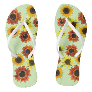 Array Farbige Sonnenblumen Blumen FlipFlops Badesandalen