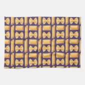 Array of various pasta shapes on a purple geschirrtuch (Horizontal)