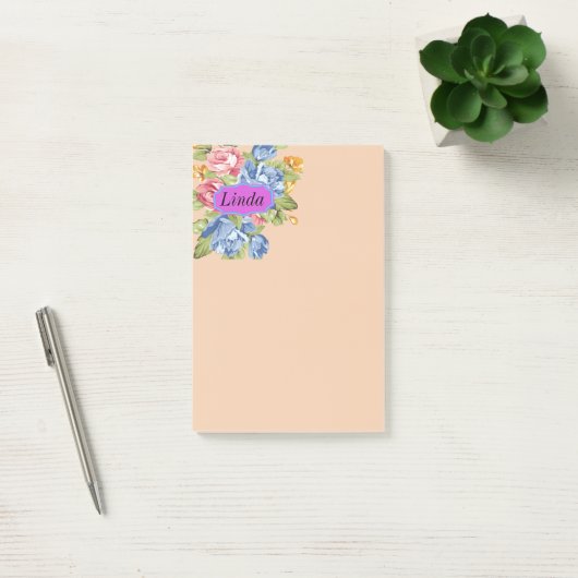 Array von Blume mit Namensplatte Post-it Klebezettel (Büro)