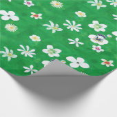 Array White Blume vermischt grünes Wrapping Paper Geschenkpapier (Ecke)