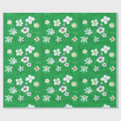 Array White Blume vermischt grünes Wrapping Paper Geschenkpapier (Flach)