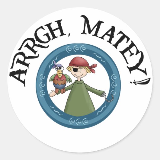 Arrgh Matey Pirate und Papageienaufkleber Runder Aufkleber (Vorderseite)