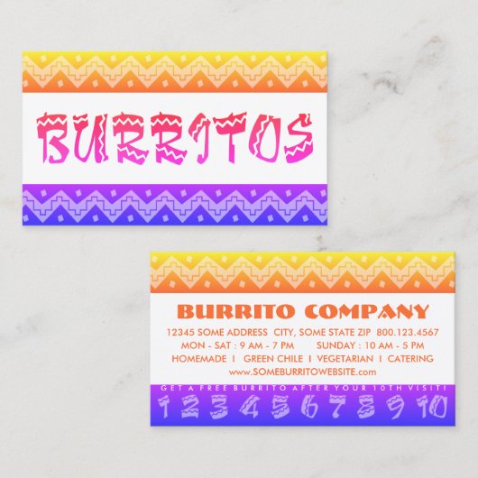 arriba burittos (Loyalitätstempelkarte) Treuekarte (Vorne/Hinten)