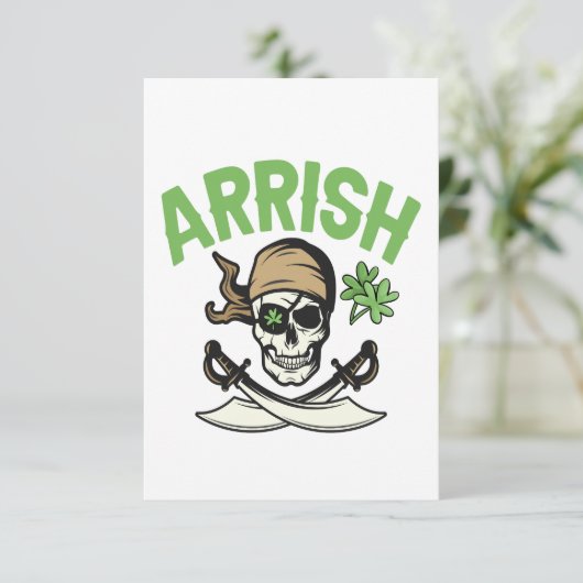 Arrish Irish Pirate Funny St Patrick's Day Geschen Dankeskarte (Stehend Vorderseite)