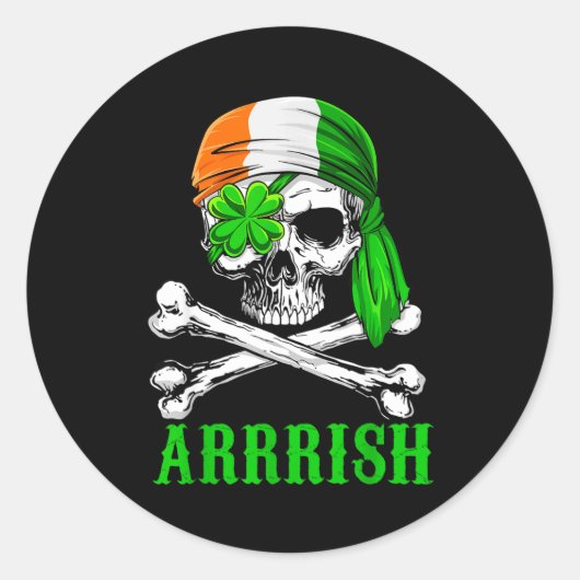 Arrish Irish Rate Skull St Patricks Day Clover Gif Runder Aufkleber (Vorderseite)