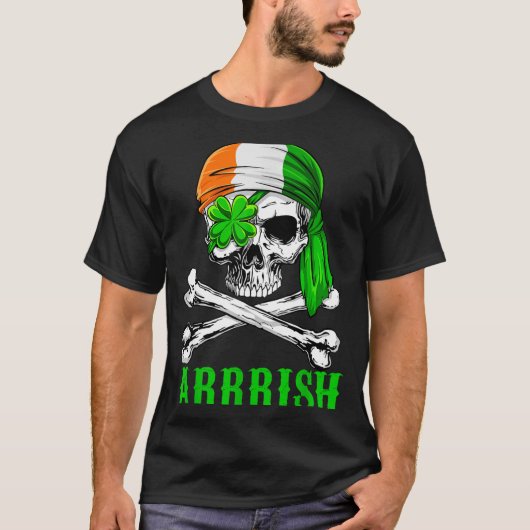 Arrish Irish Rate Skull St Patricks Day Clover Gif T-Shirt (Vorderseite)