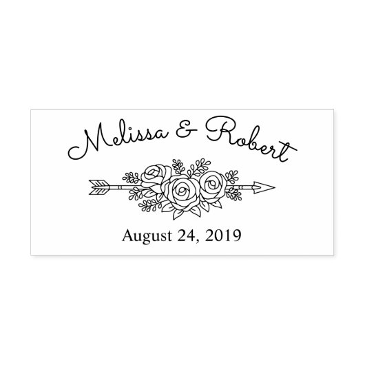 Arrow-Arrow mit Blumengestühlen Save the Date Hoch Permastempel (Design)