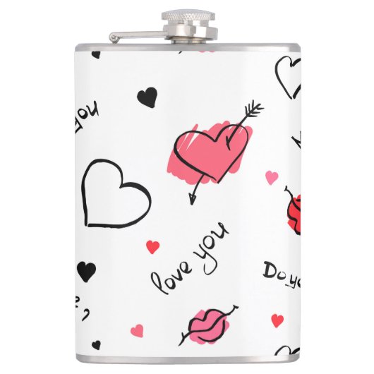 Arrow des Valentins Herz nahtlos Flachmann (Vorderseite)