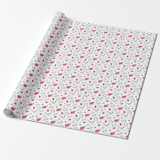 Arrow des Valentins Herz nahtlos Geschenkpapier (Ungerollt)