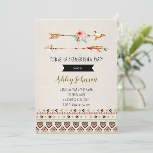 Arrow-Geschlecht offenbart Party Einladung (Stehend Vorderseite)