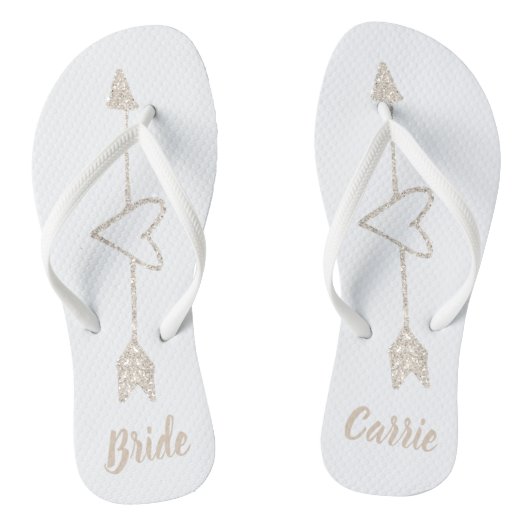 Arrow Heart Brides Wedding Flip Flops Badesandalen (Fußbett)