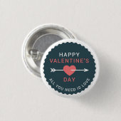 Arrow Heart Happy Valentine's Day Button (Vorne & Hinten)