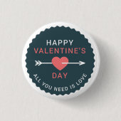 Arrow Heart Happy Valentine's Day Button (Vorderseite)