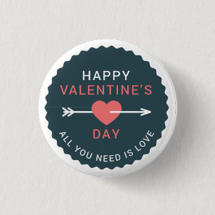 Arrow Heart Happy Valentine's Day Button