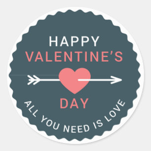 Arrow Heart Happy Valentinstag ID1086 Runder Aufkleber