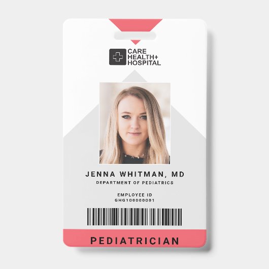 Arrow Medical Staff ID + Strichcode Vertikal Ausweis (Front)