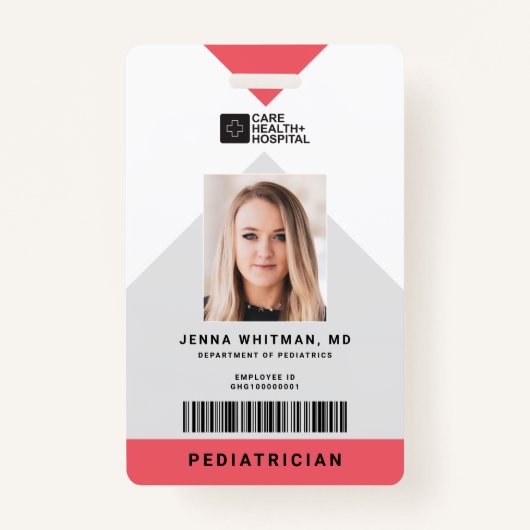 Arrow Medical Staff ID + Strichcode Vertikal Ausweis (Vorderseite)