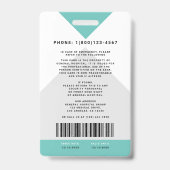 Arrow Medical Staff ID + Strichcode Vertikal Ausweis (Back)