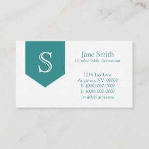 Arrow Monogram Business Card, Aquamarin Visitenkarte