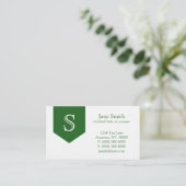 Arrow Monogram Business Card, Forest Green Visitenkarte (Stehend Vorderseite)
