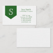 Arrow Monogram Business Card, Forest Green Visitenkarte (Vorne/Hinten)