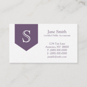 Arrow Monogram Business Card, Lila Visitenkarte