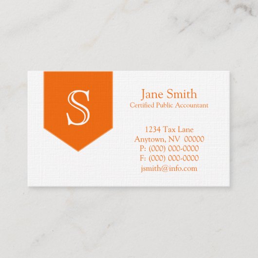 Arrow Monogram Business Card, Orange Visitenkarte (Vorderseite)