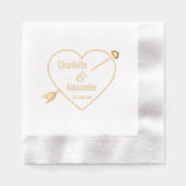 Arrow Pierced Heart Amperand Couple Names Date Servietten Mit Folie (Vorderseite)
