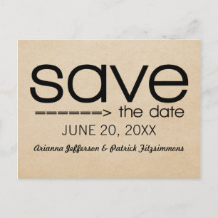 Arrow Typografie Save the Date Postcard, Black Ankündigungspostkarte
