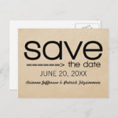 Arrow Typografie Save the Date Postcard, Black Ankündigungspostkarte (Vorne/Hinten)