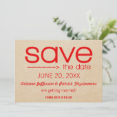 Arrow Typografie Save the Date, rot Date (Stehend Vorderseite)